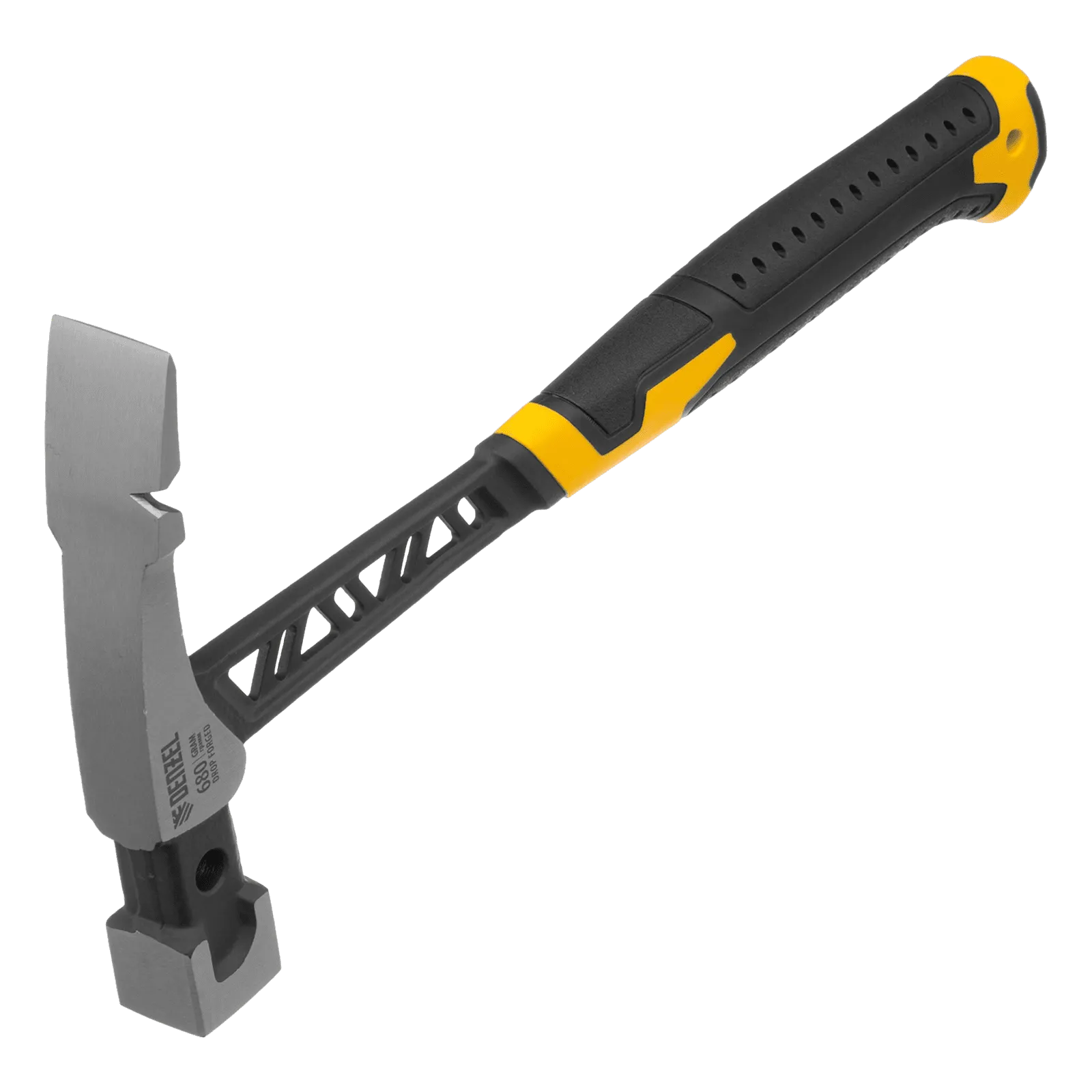 Молоток каменщика DENZEL 680 г, цельнокованый, двухкомпонентная обрезиненная рукоятка