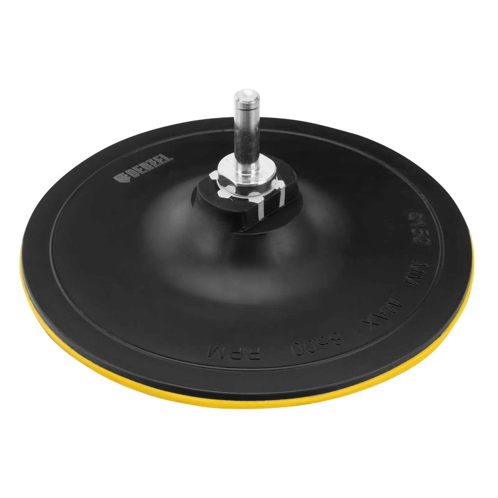 Тарелка опорная для дрели и УШМ DENZEL с липучкой, 150 мм, твердая, с адаптером c М14 на d8