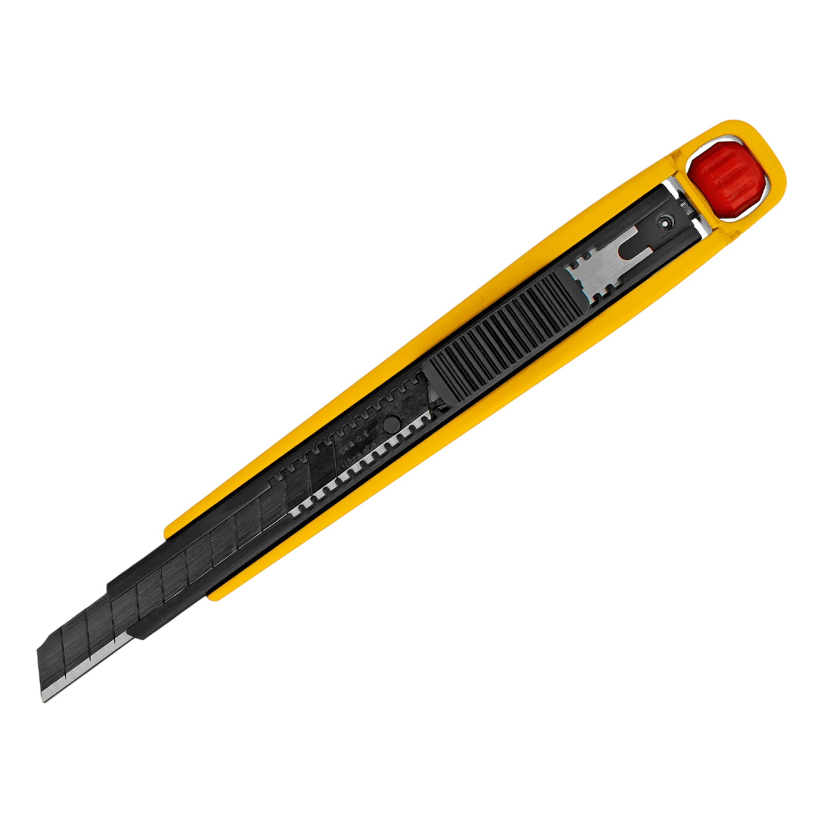 Нож DENZEL 9 мм, сменное лезвие, SK4, алюминиевый корпус, торцевой зажим