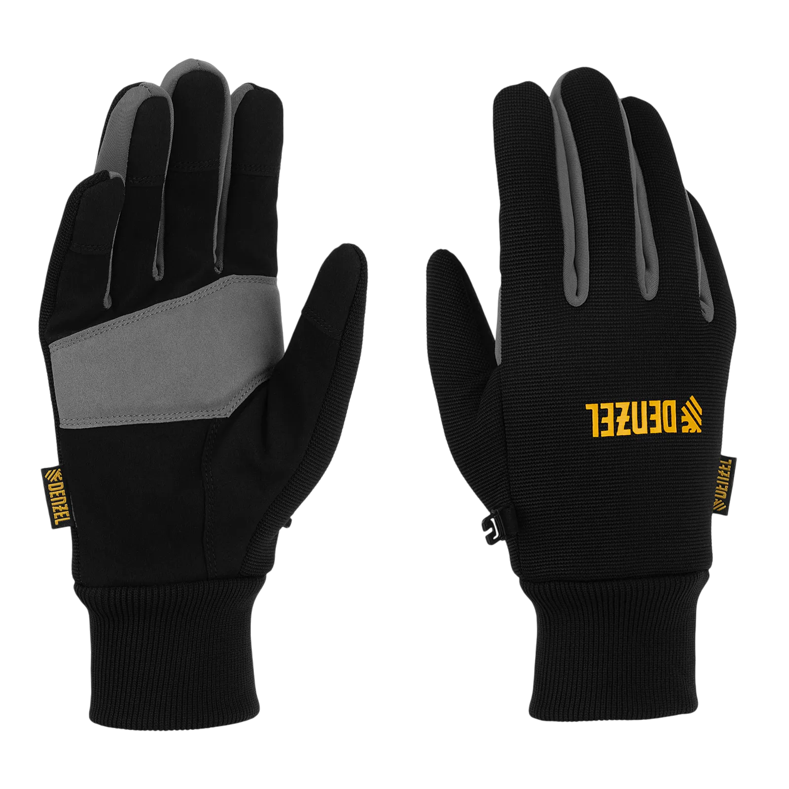 Перчатки универсальные DENZEL, двойные, работа с сенсорным экраном, вязанная манжета, размер 9