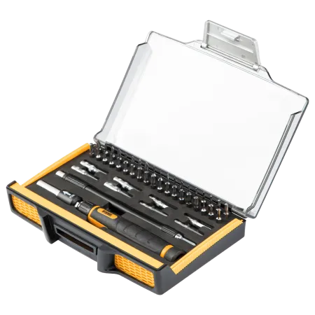 Отвертка с набором бит и торцевых головок DENZEL для точных работ, гибкий привод, 48 шт, CrMo