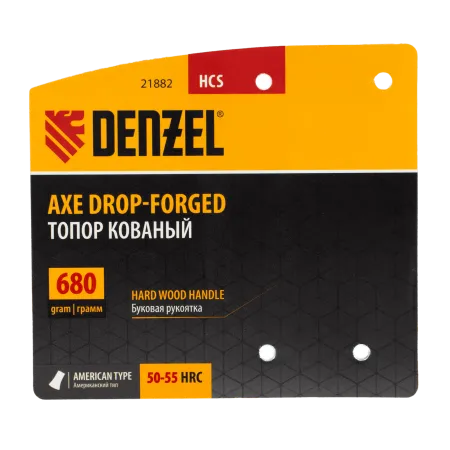 Топор кованый DENZEL 680 г, американский тип, буковая рукоятка, 360мм, EFP