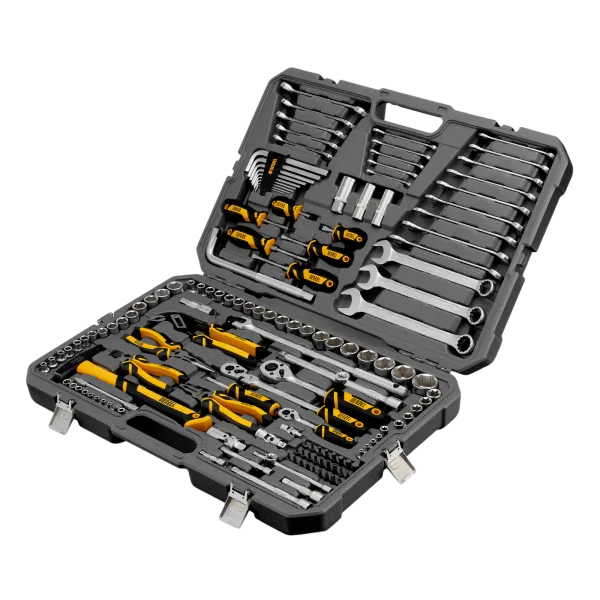 Набор инструментов DENZEL 1/2", 1/4", 3/8", CrV, S2, пластиковый кейс, 144 предмета