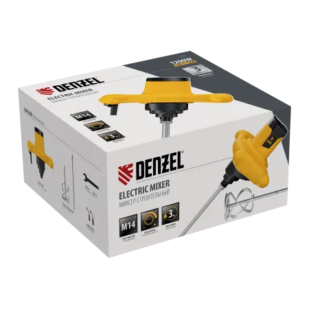 Миксер строительный DENZEL EM-1-1200, 1200 Вт, 0-680 об/мин