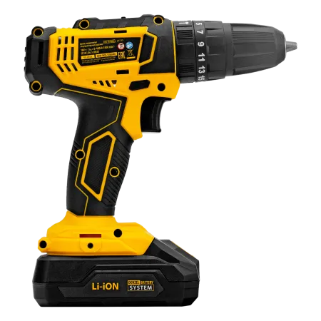 Дрель-шуруповерт аккумуляторная ударная DENZEL CID-18-02BM, Li-Ion, 18 В, 2 акк.