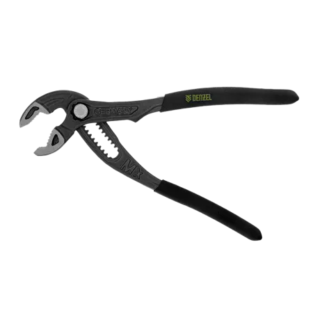 Клещи переставные DENZEL кнопочный механизм, обливные рукоятки, 180 мм
