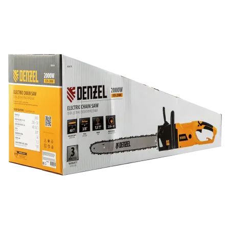 Пила цепная электрическая DENZEL EDS-2000, 2 кВт, шина 40 см, шаг 3/8, 56 звеньев
