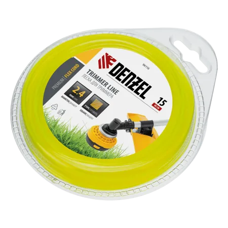 Леска для триммера DENZEL Flex Сord 96116, 2.4 мм x 15 м, квадратная, блистер