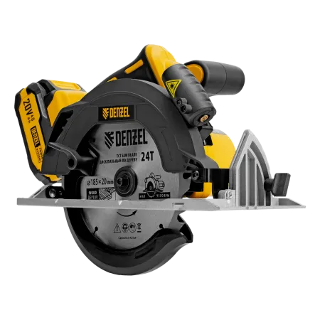 Пила циркулярная аккумуляторная бесщет. DENZEL CCSH-BL-20-185, 185 мм, Li-Ion, 20 В