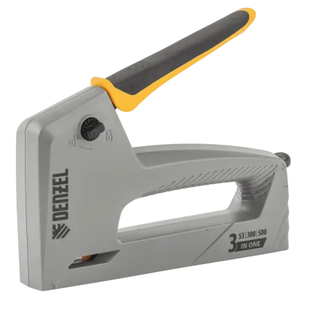 Степлер мебельный DENZEL пластиковый корпус, тип 53, 6-14 мм, тип 300, 15 мм, тип 500, 15 мм