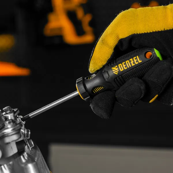 Отвертка DENZEL PZ1x75 мм, CrV, трехкомпонентная рукоятка