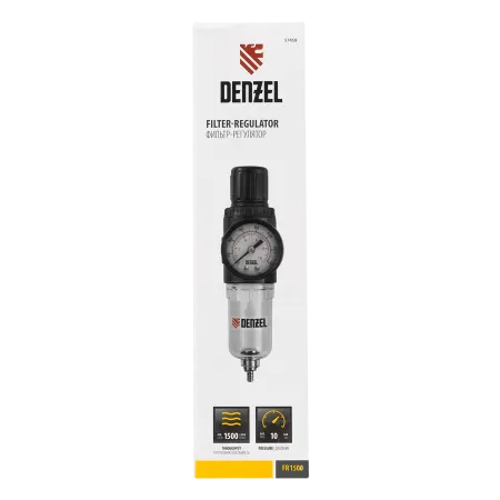 Фильтр-регулятор DENZEL FR1500, 10 бар, 1500 л/мин, 1/4"
