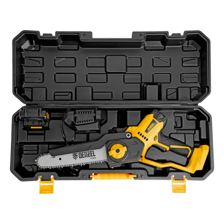 Цепная мини-пила аккумуляторная бесщеточная DENZEL СCS-200BL, шина 200 мм, Li-Ion, 20 В