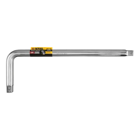 Вороток Г-образный DENZEL 450*150 мм, квадрат 3/4", CrV, матовый хром