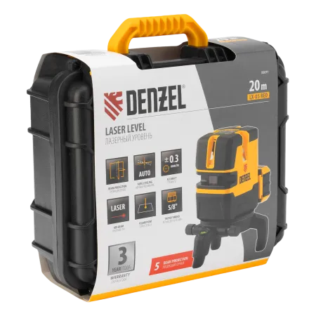 Лазерный уровень DENZEL LX 05 Red, 20 м, 635 нм, аккумулятор Li 5200 mAh, резьба 5/8