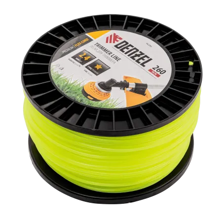 Леска для триммера DENZEL 96286 звезда, 2,4мм х 260м, на DIN катушке FLEX CORD