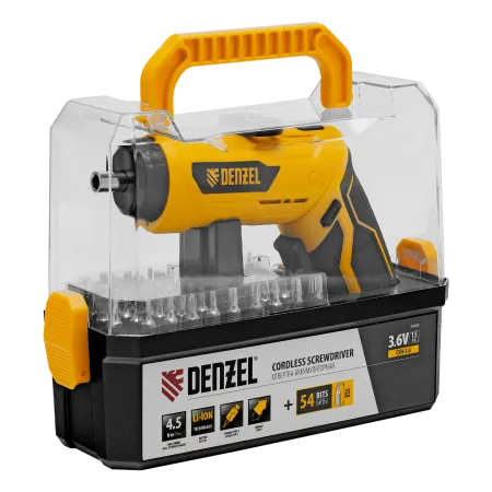 Отвертка аккумуляторная DENZEL CSH-3.6, 54 биты, Li-Ion, 3,6 В