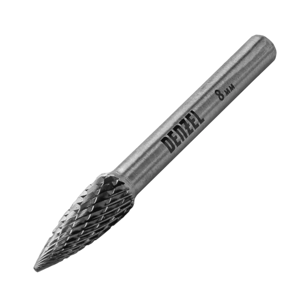 Борфреза по металлу DENZEL твердосплавная, параболическая заостренная, тип-G, 8 мм