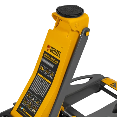 Домкрат гидравлический подкатной DENZEL 3,8 т, 110-580 мм, быстрый подъем, низкий подхват, проф.