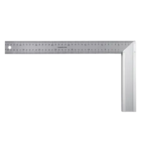 Угольник DENZEL 32398 400 мм, нержавеющая сталь, градуировка, алюминиевое основание