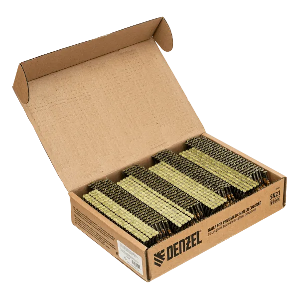 Гвозди DENZEL для пнев. нейлера (крашен.) длина - 65 мм, диам. - 2,9 мм, 2000 шт.