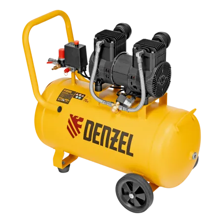 Компрессор безмасл. малошумный DENZEL DLP-1500/50, 1,5 кВт,50 л, 2850 об/мин, 250 л/мин