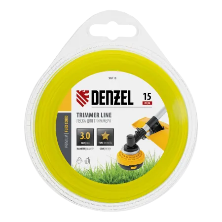Леска для триммера DENZEL Flex Сord 96113, 3 мм x 15 м, звезда, блистер