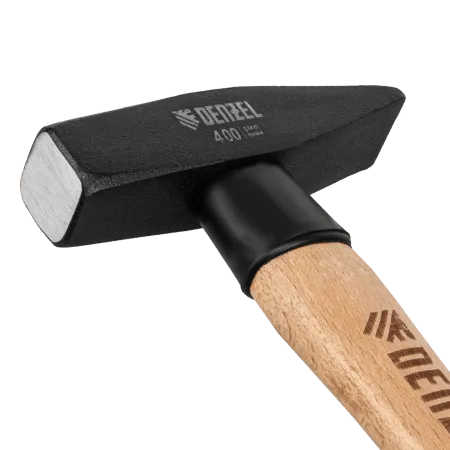 Молоток слесарный DENZEL 400 г, кованый квадратный боек, буковая рукоятка