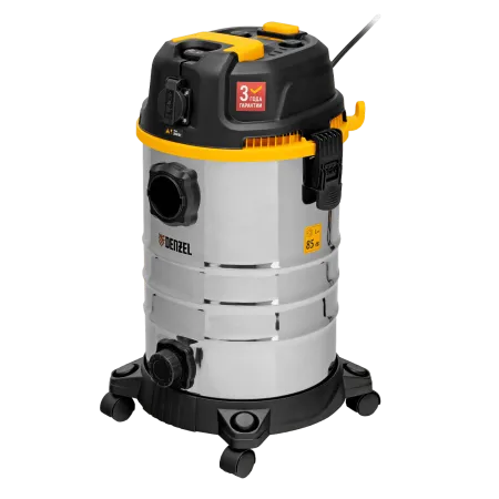 Пылесос строительный DENZEL RVC30, 1400 Вт, бак 30 л, шланг 3 м, розетка с автосинхр.