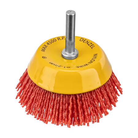 Щетка для дрели DENZEL, 75 мм, Чашка, со шпилькой, нейлоновая щетина