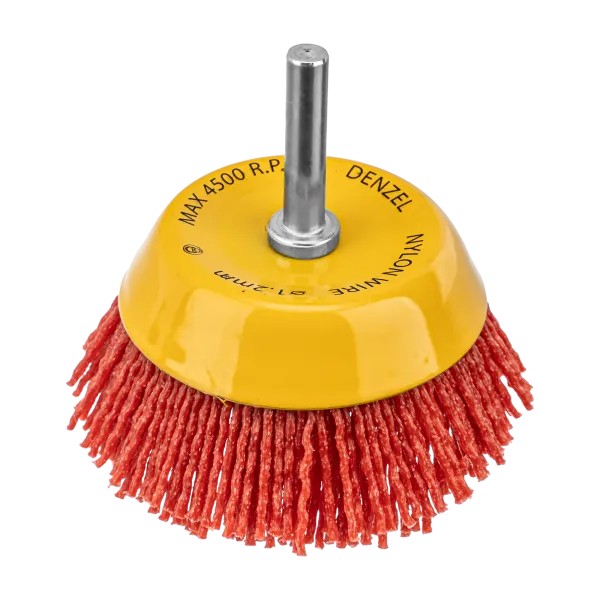 Щетка для дрели DENZEL, 75 мм, Чашка, со шпилькой, нейлоновая щетина