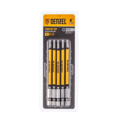 Набор бит DENZEL T15x100 мм, 5 шт.
