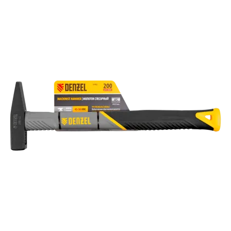 Молоток слесарный DENZEL 200 г, кованый, фибергласовая  рукоятка c TPR покрытием