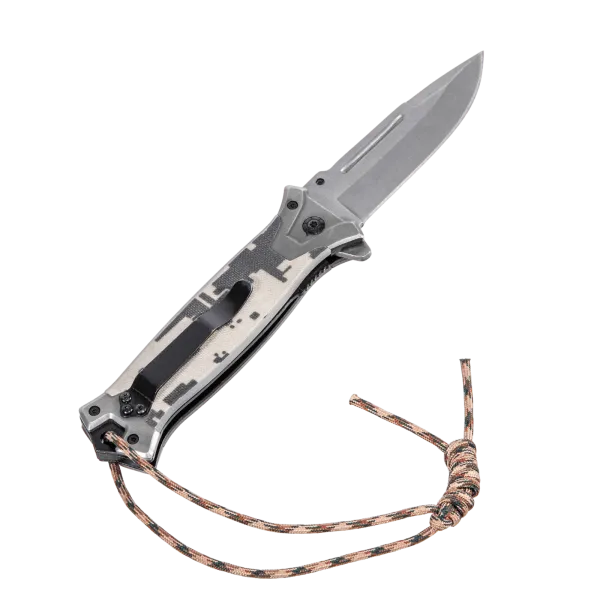 Нож складной DENZEL многоцелевой, системы Liner-Lock, с накладкой G10 на прямой рук-ке+стеклобой