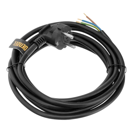 Шнур сетевой Energy Series DENZEL, ПВС, 3 м, 3 x 1,5 мм, с неразборной вилкой, черный