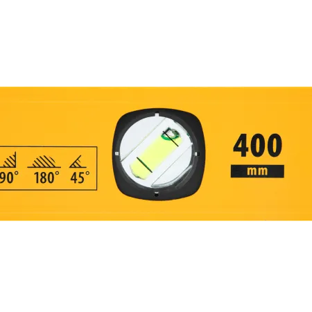 Уровень алюминиевый DENZEL магнит., фрезерованный, 3 глазка (1 зеркал.), 0,5 мм/м, 400 мм