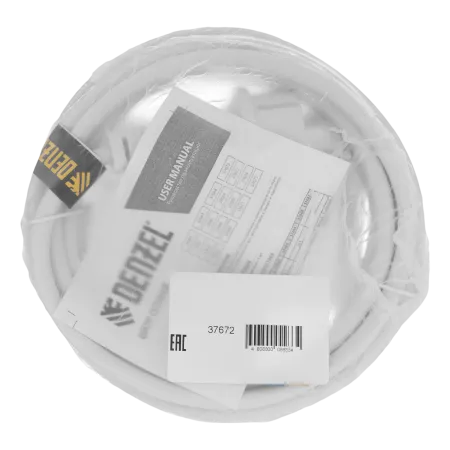 Шнур сетевой Energy Series DENZEL, ПВС, 3 м, 2 x 1,5 мм, с неразборной вилкой, белый