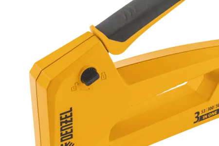 Степлер мебельный DENZEL алюминиевый корпус, тип 53, 6-14 мм, тип 300, 15 мм, тип 500, 15 мм