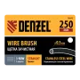 Щетка зачистная 3-х рядная DENZEL, прямая проволока из нержавеющей стали с деревянной ручкой, EFP