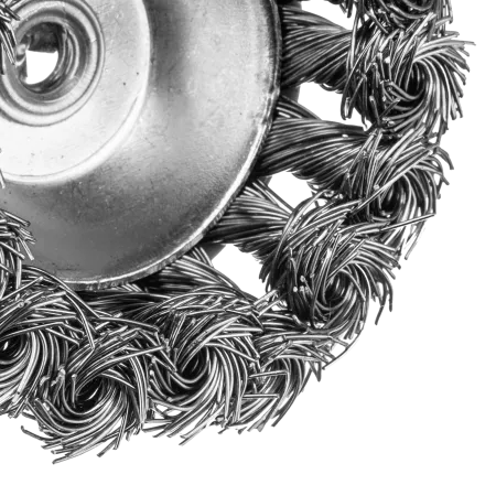 Щетка для дрели DENZEL, 65 мм, Чашка, со шпилькой, нержавеющая крученая проволока