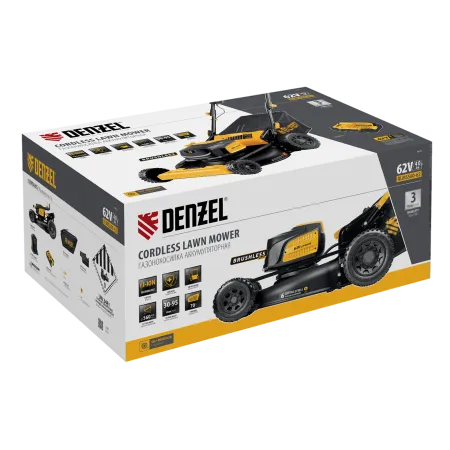 Газонокосилка аккумуляторная бесщет. DENZEL RLMS560-62, привод, 560 мм, Li-ion, 62В