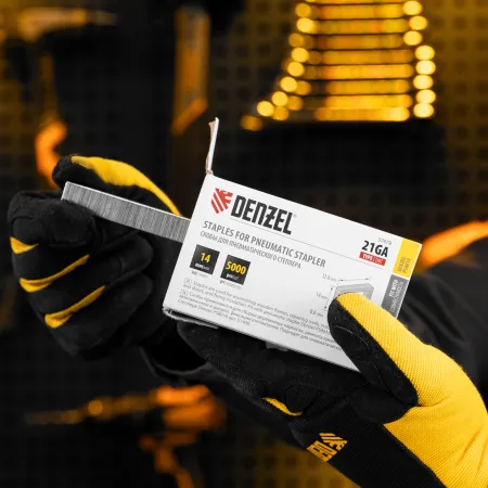 Скобы DENZEL 21GA для пнев. степл., 14мм, шир. - 0,95мм, тол. - 0,6мм, шир. скобы - 12,8мм, 5000шт