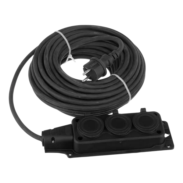 Удлинитель-шнур силовой Top Series DENZEL, КГТТ, 20 м, 3 розетки, 3 x 2,5 мм