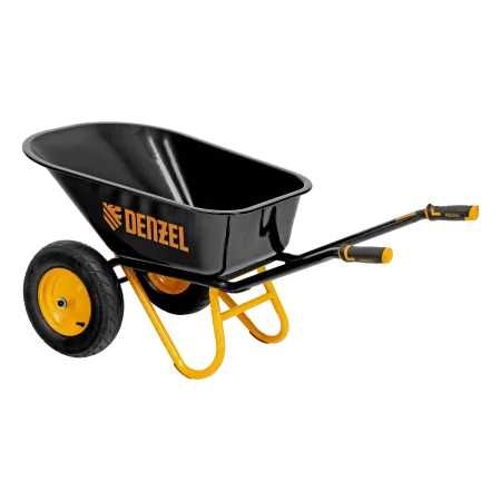 Тачка строительная DENZEL усиленная, объем 120 л, 350 кг, двухколесная, колесо 16х4.00-8