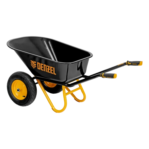 Тачка строительная DENZEL усиленная, объем 120 л, 350 кг, двухколесная, колесо 16х4.00-8