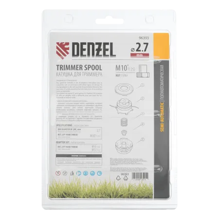 Катушка для триммера DENZEL полуавтомат., гайка М10, М10, М12, лев. шаг 1,25 1,5 1,5мм