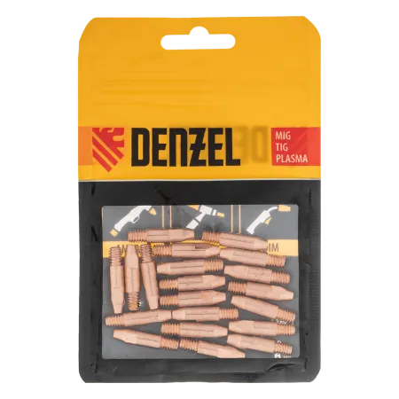 Токосъемный наконечник под проволоку DENZEL 1,2 мм, М6х28, E-CU, 20 шт для MIG горелки тип 24