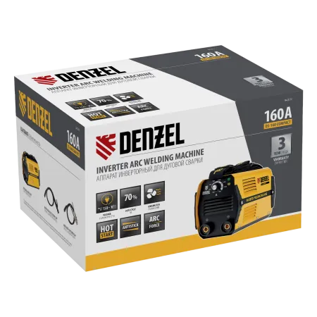 Аппарат инверторный дуговой сварки DENZEL DS-160 Compact, 160 А, ПВ 70%, 1.6-3.2 мм