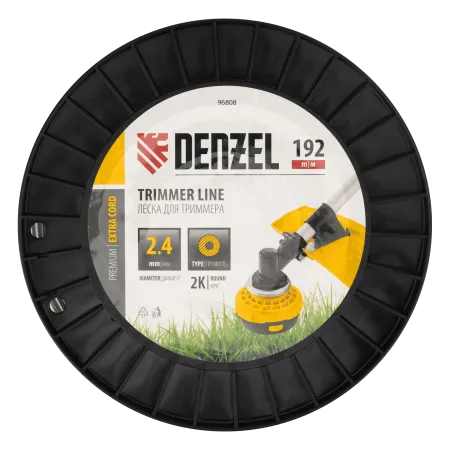 Леска для триммера DENZEL двухкомпонентная круглая, 2,4мм х 192м, на DIN катушке EXTRA CORD