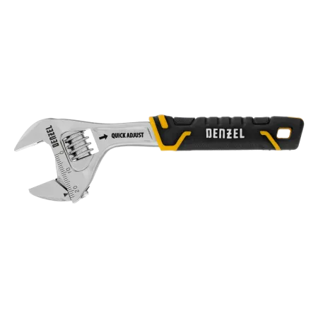 Ключ разводной DENZEL 150 мм (раскрытие до 23 мм), CrV, с быстрым сбросом, кованый, TPR рукоятка